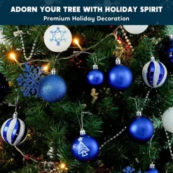 Joiedomi 50pcs Dark Blue And White Christmas Ball Ornaments -Christmas Ornaments Sales Store 50Pcs Assorted Christmas Ball Ornaments Dark Blue White 5 600x600 1
