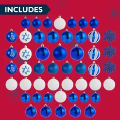 Joiedomi 50pcs Dark Blue And White Christmas Ball Ornaments -Christmas Ornaments Sales Store 50Pcs Assorted Christmas Ball Ornaments Dark Blue White 6 600x600 1