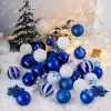 Joiedomi 50pcs Dark Blue And White Christmas Ball Ornaments