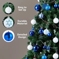 Joiedomi 50pcs Dark Blue And White Christmas Ball Ornaments -Christmas Ornaments Sales Store 50Pcs Assorted Christmas Ball Ornaments Dark Blue White 8 600x600 1