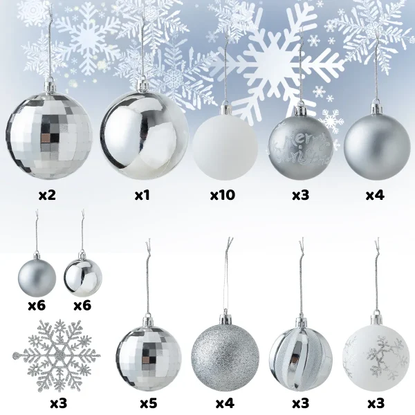 Joiedomi 50Pcs Christmas Ornaments Silver & White 3 Joiedomi 50Pcs Christmas Ornaments Silver & White