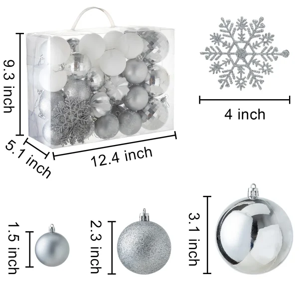 Joiedomi 50Pcs Christmas Ornaments Silver & White 7 Joiedomi 50Pcs Christmas Ornaments Silver & White - Image 5