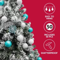 Joiedomi 50pcs Blue And White Shatterproof Christmas Ornaments -Christmas Ornaments Sales Store 50pcs Blue and White Shatterproof Christmas Ornaments 6 600x600 1