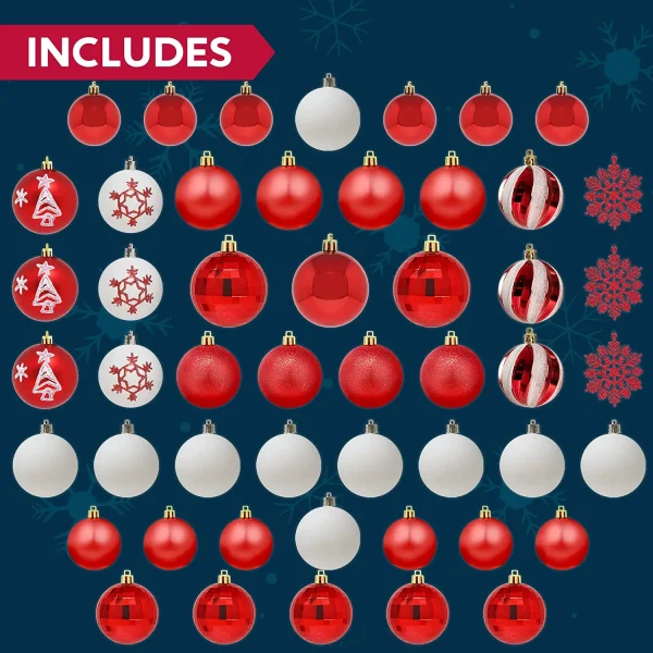 Joiedomi 50pcs Red And White Shatterproof Christmas Ornaments 8 Joiedomi 50pcs Red And White Shatterproof Christmas Ornaments - Image 6