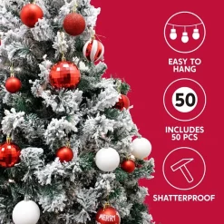 Joiedomi 50pcs Red And White Shatterproof Christmas Ornaments 9 Joiedomi 50pcs Red And White Shatterproof Christmas Ornaments -Christmas Ornaments Sales Store 50pcs Red and White Shatterproof Christmas Ornaments 5 600x600 1