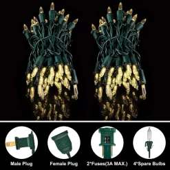 Joiedomi 2x100 LED Christmas Clear Green Wire 26.25ft -Christmas Ornaments Sales Store 52.5 FT 200 Count Christmas Clear Green Wire result 600x600 1