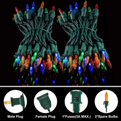 Joiedomi 2x100 LED Multicolor Christmas Green Wire String Lights 26.25ft -Christmas Ornaments Sales Store 52.5 FT 200 Count Christmas Multicolor Green Wire String Lights 3 result 600x600 1