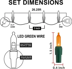 Joiedomi 2x100 LED Multicolor Christmas Green Wire String Lights 26.25ft -Christmas Ornaments Sales Store 52.5 FT 200 Count Christmas Multicolor Green Wire String Lights 6 result 600x572 1