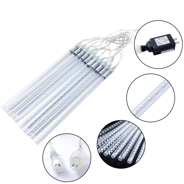 Joiedomi 2x 10 Tubes (19.8in) Christmas Meteor Shower Rain Lights, White 4 Joiedomi 2x 10 Tubes (19.8in) Christmas Meteor Shower Rain Lights, White - Image 2