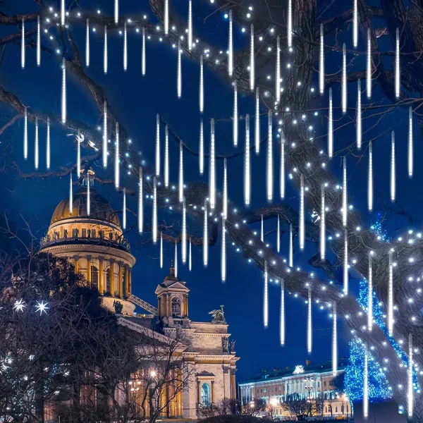 Joiedomi 2x 10 Tubes (19.8in) Christmas Meteor Shower Rain Lights, White 7 Joiedomi 2x 10 Tubes (19.8in) Christmas Meteor Shower Rain Lights, White - Image 5
