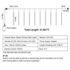 Joiedomi 10 Tubes (19.8in) Christmas Meteor Shower Lights, White -Christmas Ornaments Sales Store 540 LEDs Christmas Meteor Shower Lights White 3 result 600x600 1