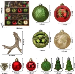 Joiedomi 56Pcs Christmas Ornaments With Pine Green & Gold -Christmas Ornaments Sales Store 56Pcs Christmas Ornaments with Pine Green amp Gold 3 600x587 1