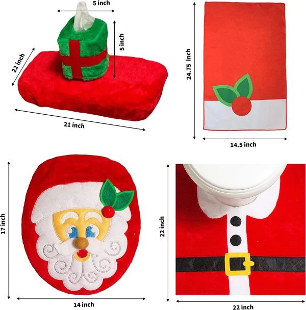 Joyin 5Pcs Santa Claus Toilet Cover 4 Joyin 5Pcs Santa Claus Toilet Cover - Image 2