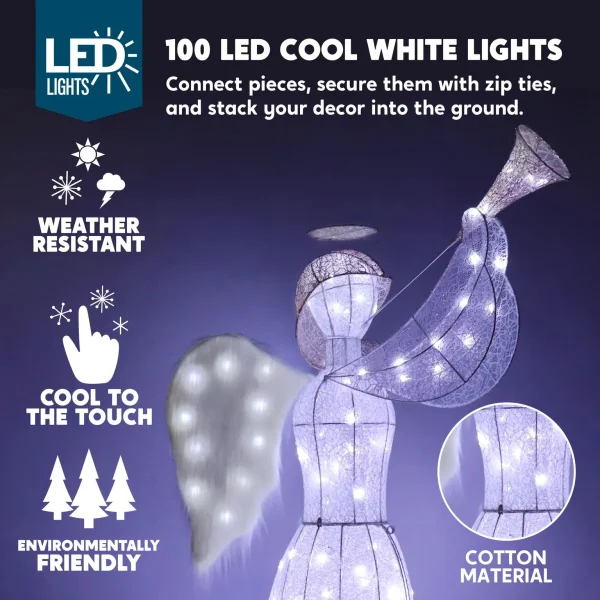 Joiedomi Christmas Cotton Angel LED Hard Light 5ft 4 Joiedomi Christmas Cotton Angel LED Hard Light 5ft - Image 2