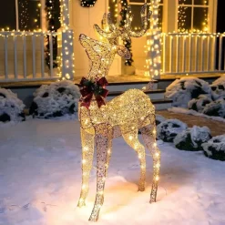 Joiedomi 5ft 100 LED Yard Lights - Fabric Champagne Buck -Christmas Ornaments Sales Store 5ft Fabric Buck Christmas Yard Lights 1 600x600 1