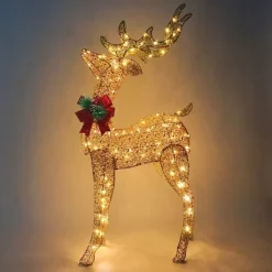 Joiedomi 5ft 100 LED Yard Lights - Fabric Champagne Buck -Christmas Ornaments Sales Store 5ft Fabric Buck Christmas Yard Lights 2 1 600x600 1