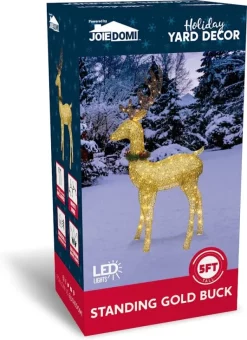 Joiedomi 5ft 100 LED Fabric Gold Buck (Wreath & Ribbon) -Christmas Ornaments Sales Store 5ft Fabric Gold Buck Wreath amp Ribbon 4 600x827 1