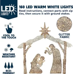 Joiedomi 5ft 160 LED Fabric Nativity Scene Warm White -Christmas Ornaments Sales Store 5ft Fabric Nativity Scene 160 LED Warm White 1 600x614 1