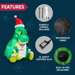 Joiedomi 5ft Inflatable Sitting Dinosaur Christmas Decoration 13 Joiedomi 5ft Inflatable Sitting Dinosaur Christmas Decoration -Christmas Ornaments Sales Store 5ft Inflatable Sitting Dinosaur Christmas Decoration 1 600x600 1