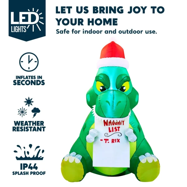 Joiedomi 5ft Inflatable Sitting Dinosaur Christmas Decoration 5 Joiedomi 5ft Inflatable Sitting Dinosaur Christmas Decoration - Image 3