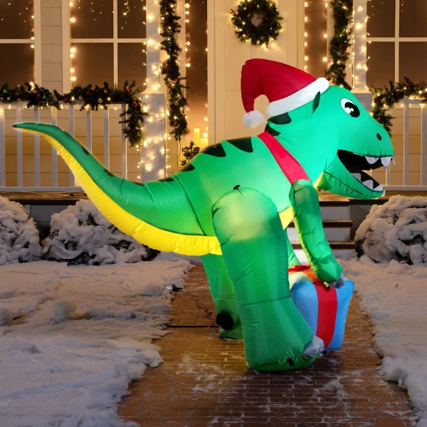 Joiedomi 5ft LED Giant Christmas Inflatable Dinosaur 6 Joiedomi 5ft LED Giant Christmas Inflatable Dinosaur - Image 4