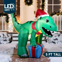 Joiedomi 5ft LED Giant Christmas Inflatable Dinosaur 9 Joiedomi 5ft LED Giant Christmas Inflatable Dinosaur -Christmas Ornaments Sales Store 5ft LED Giant Christmas Inflatable Dinosaur 3 600x600 1