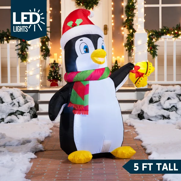 Joiedomi 5ft LED Inflatable Penguin Christmas Decoration 4 Joiedomi 5ft LED Inflatable Penguin Christmas Decoration - Image 2