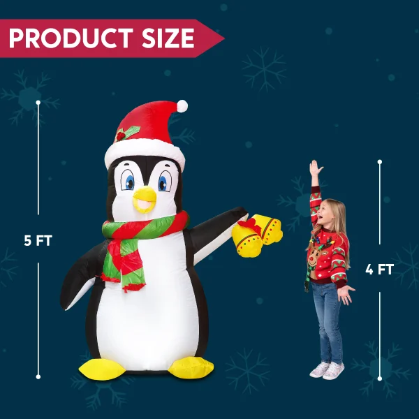Joiedomi 5ft LED Inflatable Penguin Christmas Decoration 7 Joiedomi 5ft LED Inflatable Penguin Christmas Decoration - Image 5