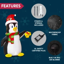 Joiedomi 5ft LED Inflatable Penguin Christmas Decoration 13 Joiedomi 5ft LED Inflatable Penguin Christmas Decoration -Christmas Ornaments Sales Store 5ft LED Inflatable Penguin Christmas Decoration 6 600x600 1