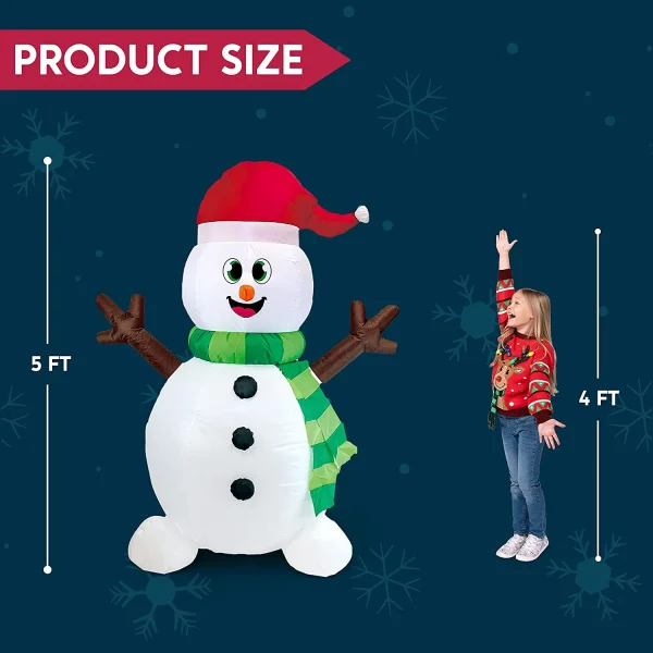 Joiedomi 5ft LED Light Up Big Snowman Blow Up 7 Joiedomi 5ft LED Light Up Big Snowman Blow Up - Image 5