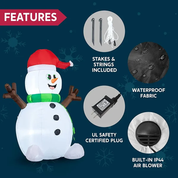 Joiedomi 5ft LED Light Up Big Snowman Blow Up 8 Joiedomi 5ft LED Light Up Big Snowman Blow Up - Image 6