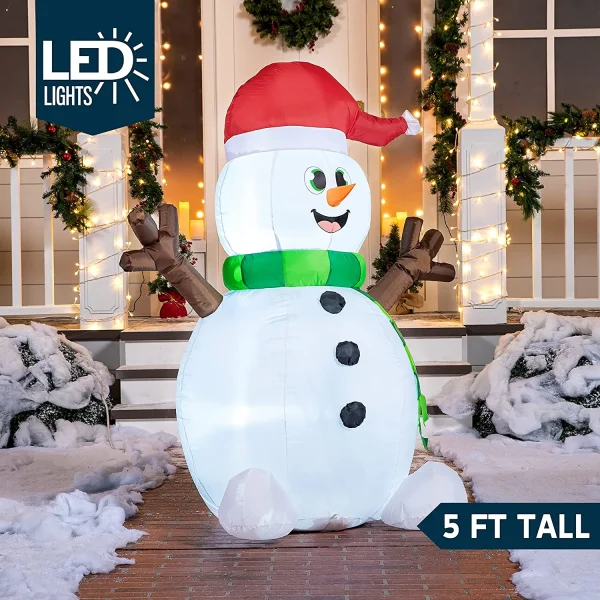Joiedomi 5ft LED Light Up Big Snowman Blow Up 4 Joiedomi 5ft LED Light Up Big Snowman Blow Up - Image 2