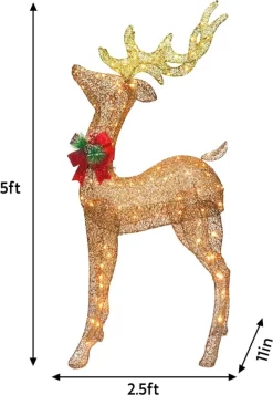Joiedomi 5ft 100 LED Yard Lights - Fabric Champagne Buck -Christmas Ornaments Sales Store 5ft LED Yard Lights Fabric Champagne Buck 6 600x866 1