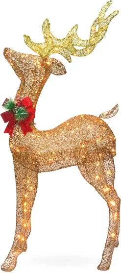 Joiedomi 5ft 100 LED Yard Lights - Fabric Champagne Buck -Christmas Ornaments Sales Store 5ft LED Yard Lights Fabric Champagne Buck 7 600x1353 1