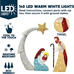 Joiedomi 5ft 140 LED Tinsel Nativity Scene Warm White Yard Light -Christmas Ornaments Sales Store 5ft Tinsel Nativity Scene 140 LED Warm White Yard Light 2 600x606 1