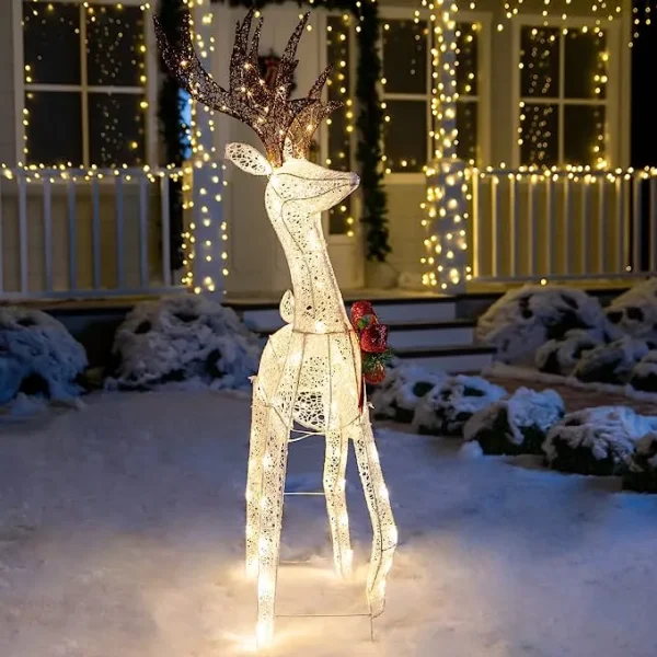 Joiedomi Christmas Tinsel Reindeer Buck LED Yard Light 5ft 6 Joiedomi Christmas Tinsel Reindeer Buck LED Yard Light 5ft - Image 4