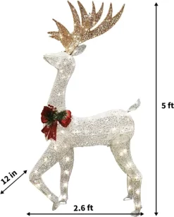 Joiedomi Christmas Tinsel Reindeer Buck LED Yard Light 5ft 12 Joiedomi Christmas Tinsel Reindeer Buck LED Yard Light 5ft -Christmas Ornaments Sales Store 5ft Tinsel Reindeer Buck LED Yard Lights 5 600x745 1