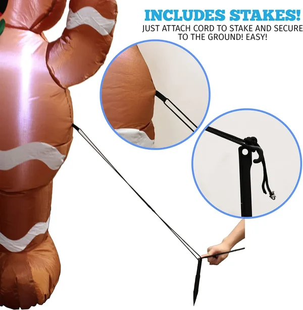 Joiedomi 5ft LED Yard Decoration Inflatable Gingerbread Man 6 Joiedomi 5ft LED Yard Decoration Inflatable Gingerbread Man - Image 4