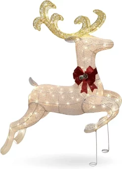 Joiedomi 5ft Fabric White Buck Christmas Yard Light -Christmas Ornaments Sales Store 5ft Yard Lights Fabric White Buck Jumping 1 1 600x832 1