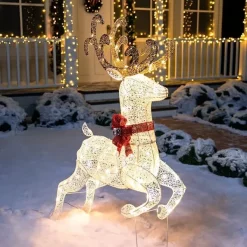 Joiedomi 5ft Fabric White Buck Christmas Yard Light -Christmas Ornaments Sales Store 5ft Yard Lights Fabric White Buck Jumping 2 600x600 1
