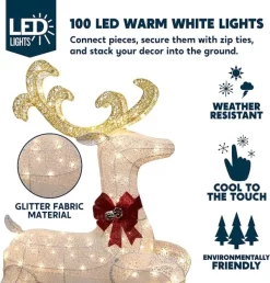 Joiedomi 5ft Fabric White Buck Christmas Yard Light -Christmas Ornaments Sales Store 5ft Yard Lights Fabric White Buck Jumping 3 1 600x627 1