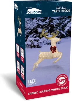 Joiedomi 5ft Fabric White Buck Christmas Yard Light -Christmas Ornaments Sales Store 5ft Yard Lights Fabric White Buck Jumping 4 1 600x844 1