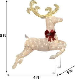 Joiedomi 5ft Fabric White Buck Christmas Yard Light -Christmas Ornaments Sales Store 5ft Yard Lights Fabric White Buck Jumping 5 1 600x635 1