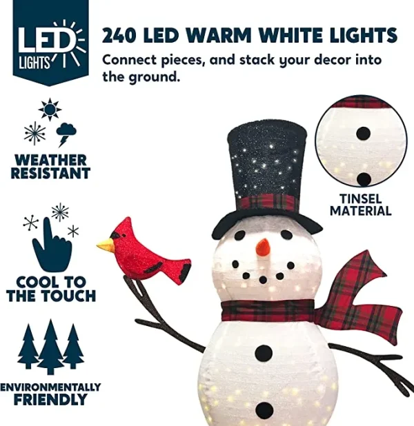 Joiedomi 6ft 240 LED Collapsible Snowman Yard Light 4 Joiedomi 6ft 240 LED Collapsible Snowman Yard Light - Image 2