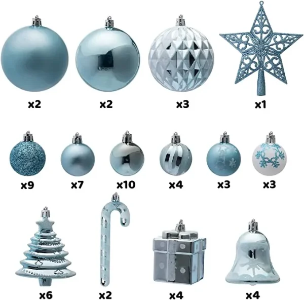 Joiedomi 60pcs Blue And White Christmas Ball Ornaments 4 Joiedomi 60pcs Blue And White Christmas Ball Ornaments - Image 2