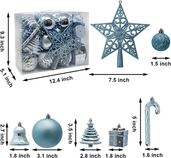 Joiedomi 60pcs Blue And White Christmas Ball Ornaments 5 Joiedomi 60pcs Blue And White Christmas Ball Ornaments - Image 3