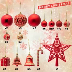 Joiedomi 60pcs Red And Gold Assorted Christmas Ornaments -Christmas Ornaments Sales Store 60Pcs Christmas Assorted Ornaments with a Star Tree Topper Red amp Gold 1 1 600x600 1