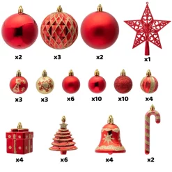 Joiedomi 60pcs Red And Gold Assorted Christmas Ornaments -Christmas Ornaments Sales Store 60Pcs Christmas Assorted Ornaments with a Star Tree Topper Red amp Gold 4 1 600x600 1