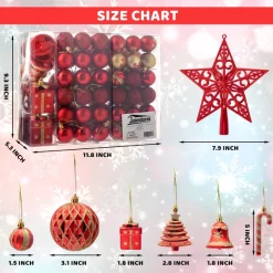 Joiedomi 60pcs Red And Gold Assorted Christmas Ornaments -Christmas Ornaments Sales Store 60Pcs Christmas Assorted Ornaments with a Star Tree Topper Red amp Gold 5 1 600x600 1