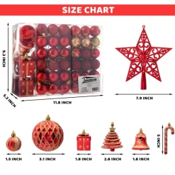 Joiedomi 60pcs Red And Gold Assorted Christmas Ornaments -Christmas Ornaments Sales Store 60Pcs Christmas Assorted Ornaments with a Star Tree Topper Red amp Gold 6 1 600x600 1